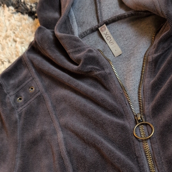 XCVI Charcoal Gray Zip-Up Hooded Sweatshirt - Picture 10 of 10